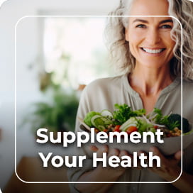 Happy woman supporting her health with supplements